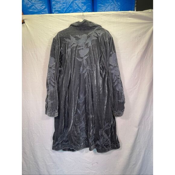 Time for Me Velvet Embroidered Floral Long Sleeve Coat Jacket Blue Large - Picture 11 of 13